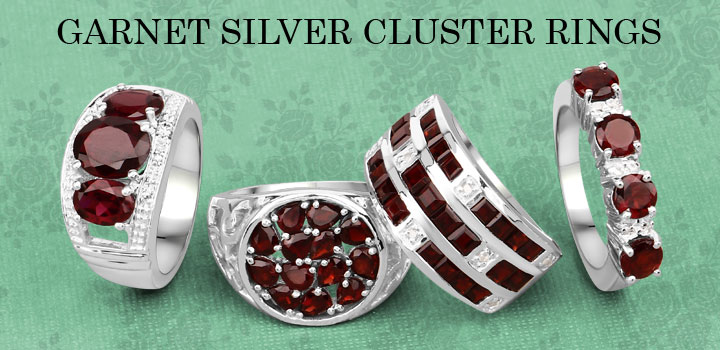 Garnet Silver Cluster Rings