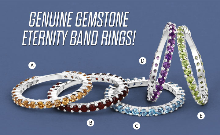 Genuine Gemstone Eternity Band Rings!