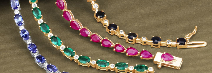 New Arrivals 14K Gold Genuine Gemstone w/ Diamond Bracelets