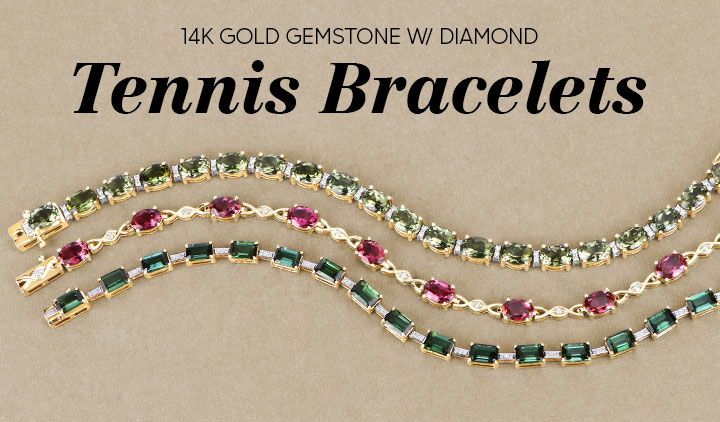 14K Gold Gemstone w/ Diamond Tennis Bracelets!
