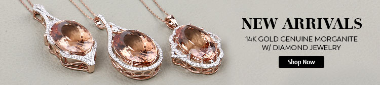 New Arrivals: 14K Gold Genuine Morganite w/ Diamond Jewelry. Shop Now!