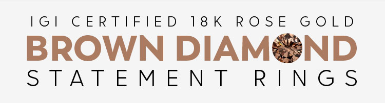 IGI Certified 18K Rose Gold Brown Diamond Statement Rings