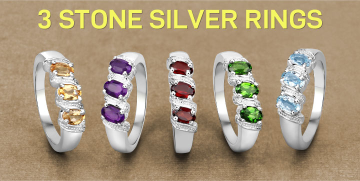 3 Stone Silver Rings!