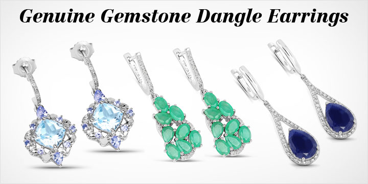 Genuine Gemstone Dangle Earrings