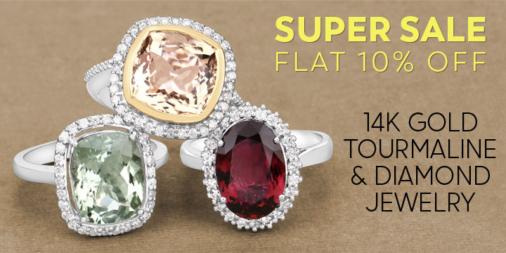 Super Sale Flat 10% Off 14K Gold Tourmaline & Diamond Jewelry