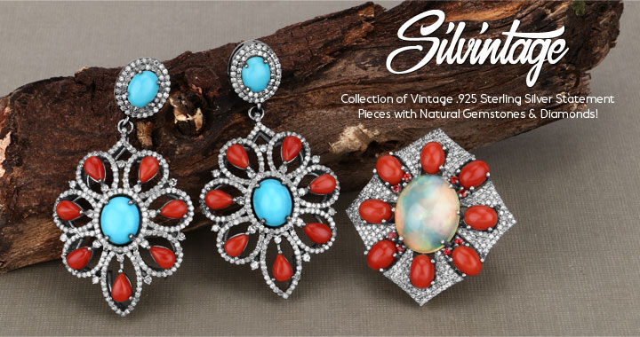 Silvintage: Collection of Vintage .925 Sterling Silver Statement Pieces wiath Natural Gemstones & Diamonds!