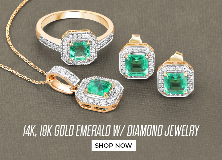 14K, 18K Gold Emerald W/ Diamond Jewelry