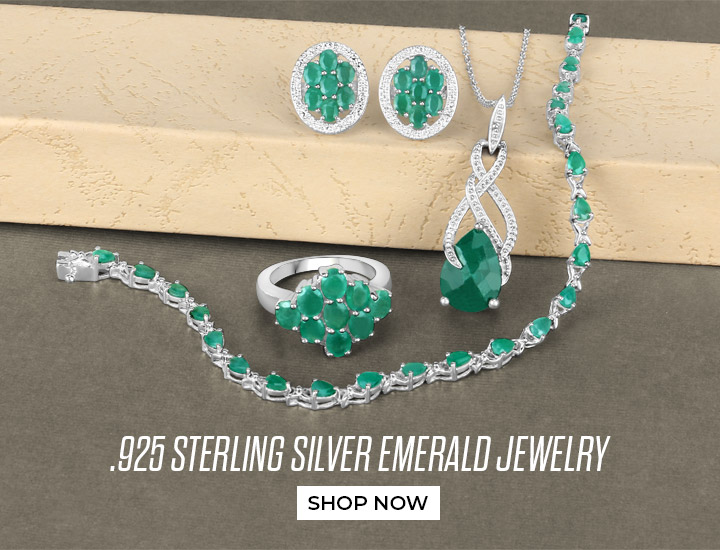 .925 Sterling Silver Emerald Jewelry
