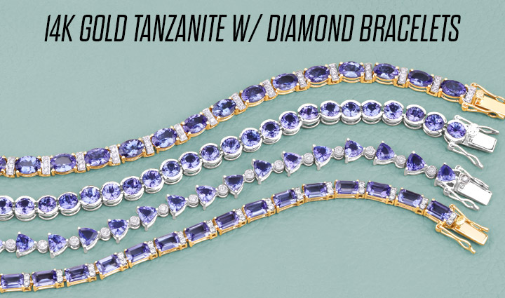 14K Gold Tanzanite W/ Diamond Bracelets