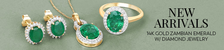 New Arrivals: 14K Gold Zambian Emerald W/ Diamond Jewelry. Shop Now!