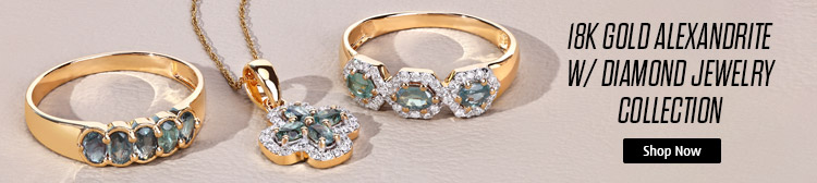 18K Gold Genuine Alexandrite W/ Diamond Jewelry. Shop Now